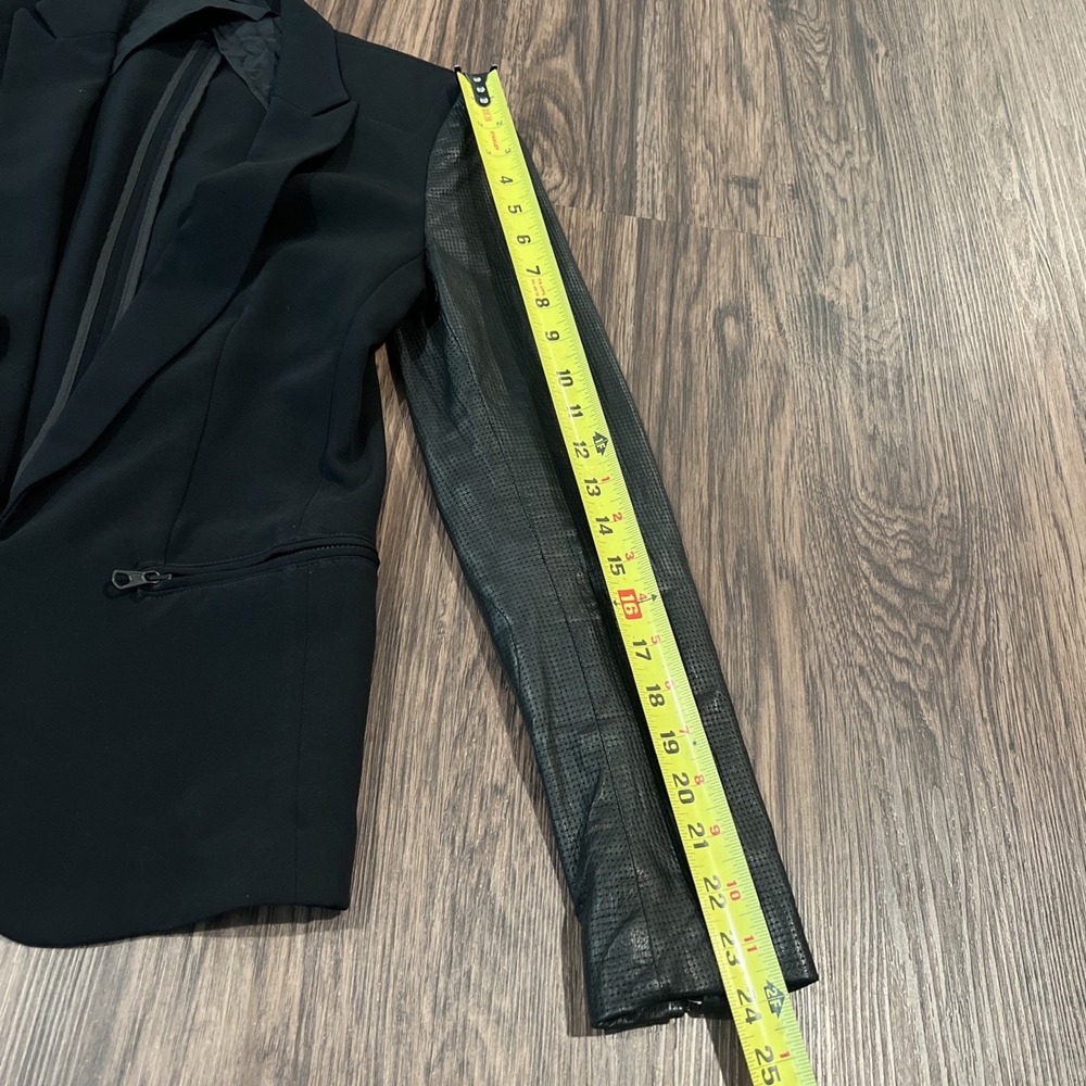 Rag & Bone Blazer Jacket Womens Black Lambskin Leather Sleeves Shawl Collar Sz 2 - Picture 3 of 10